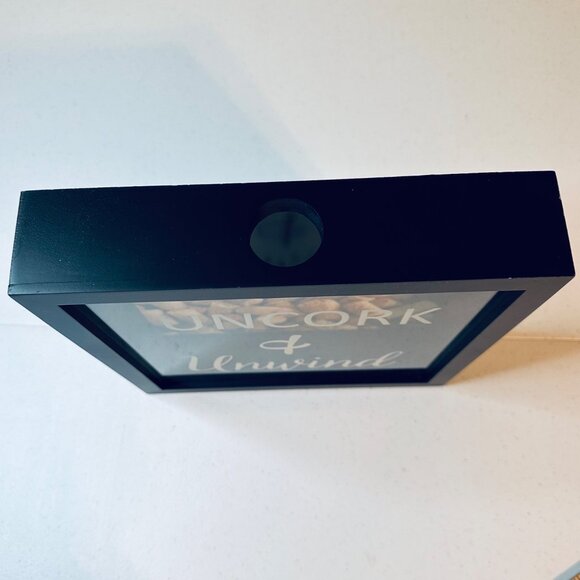 Cork Shadow Box "Uncork & Unwind" Decorative Display Wine Lovers Valentines Day - Picture 9 of 9